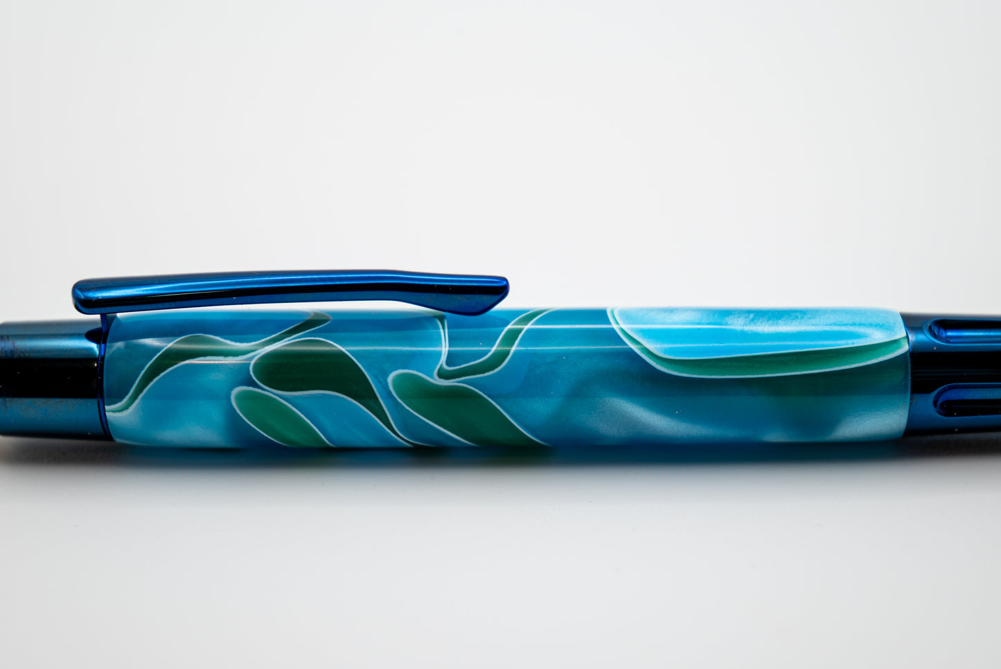 Acrylic with Blue Titanium Hardware | Luxor Push Button Click Pen
