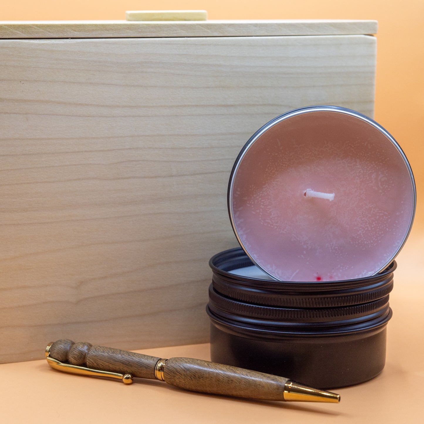 Gift Box - Slimline Pen, Two Candles, and a Wooden Box