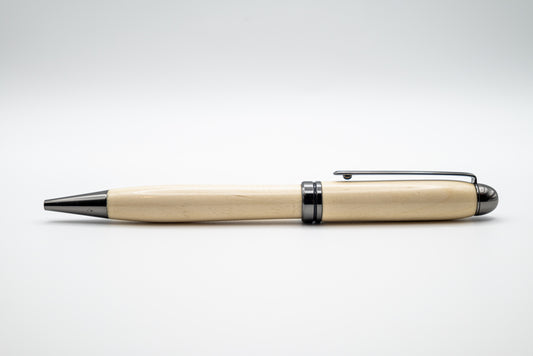 Sugar Maple with Gunmetal Hardware | European Round Top Ballpoint Pen