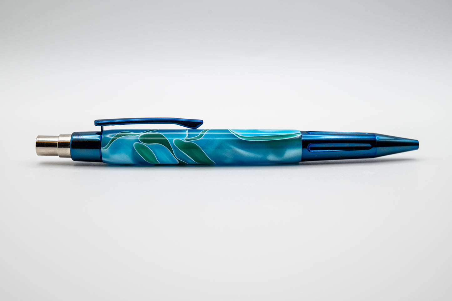 Acrylic with Blue Titanium Hardware | Luxor Push Button Click Pen