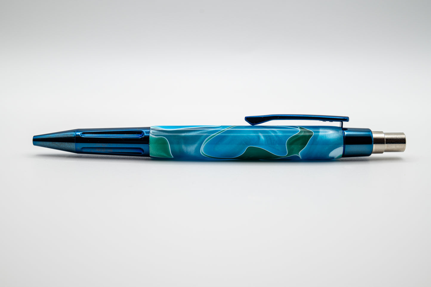 Acrylic with Blue Titanium Hardware | Luxor Push Button Click Pen