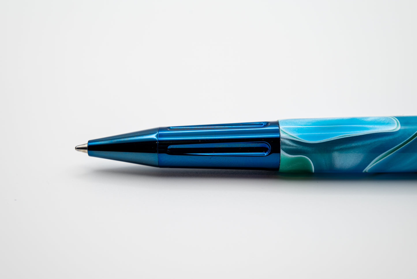 Acrylic with Blue Titanium Hardware | Luxor Push Button Click Pen