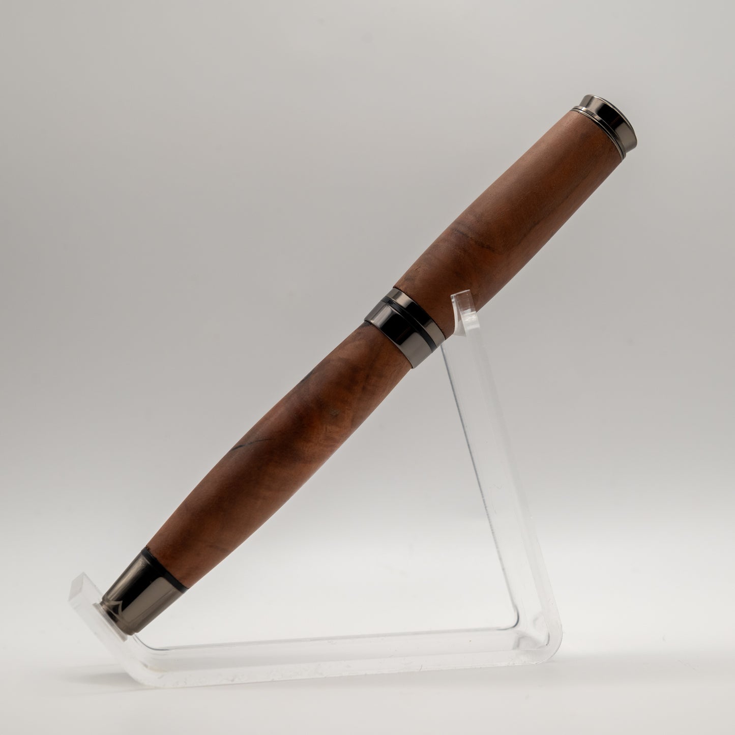 Red Box Burl with Gunmetal and Black Chrome Hardware | Cyclone Rollerball Pen